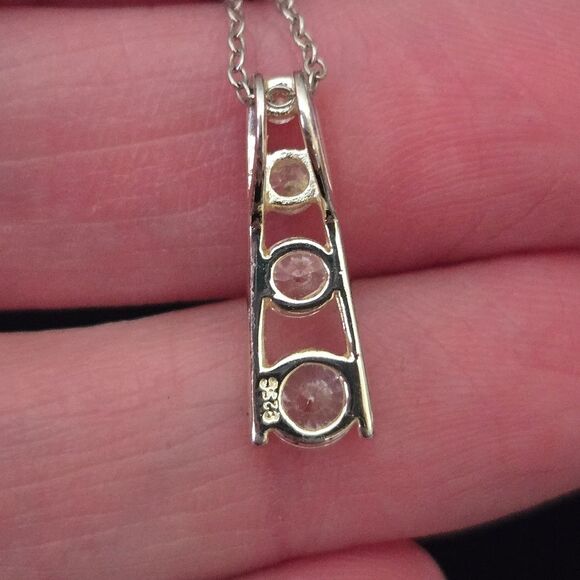 Sterling Silver 925 CZ Journey Ladder Pendant Necklace 19" - Picture 6 of 9